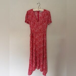 Faithfull the Brand Floral V-Neck Pink Midi Dress - XS